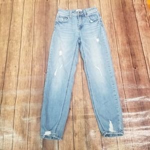Insane Gene Womens Jeans Blue 3/25 Juniors Straight Mid Rise Distressed Cropped‎